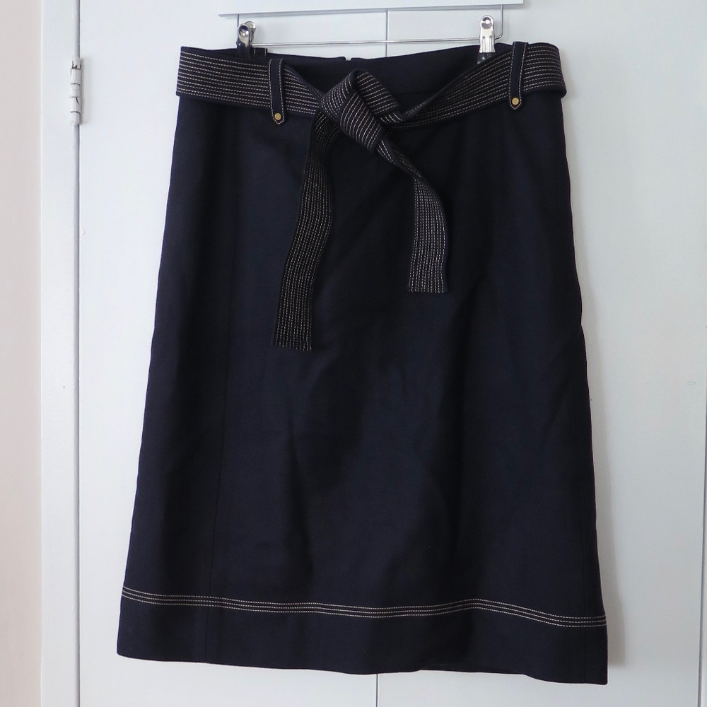 NWT J. Crew Navy Lined Wool Skirt, Size 16